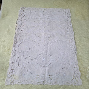 Vintage Cotton Embroidered Floral White Lace Table Linens Placemats Set of 8